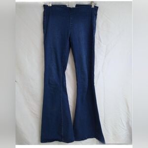 Free People Bell Bottom Jeans Womens Dark Wash Stretch Denim Boho Hippie